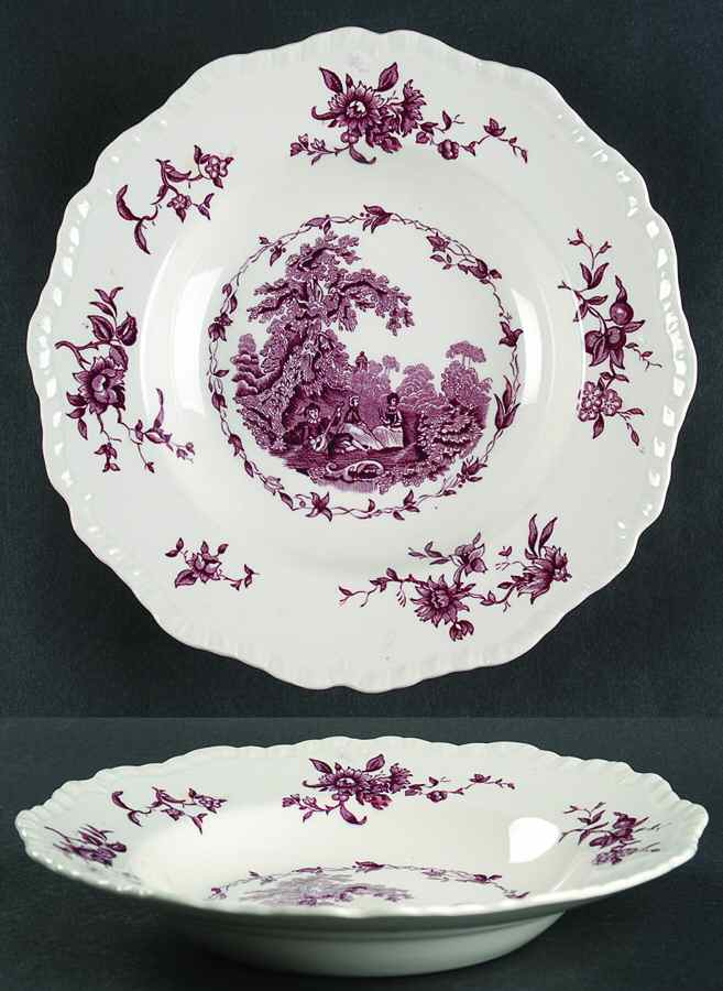 Watteau Mulberry Large Rim Soup Bowl by Mason's-1