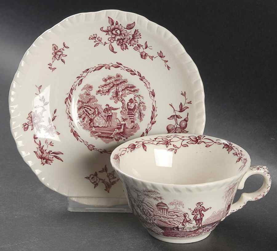 Watteau Mulberry Flat Cup & Saucer Set by Mason's-1