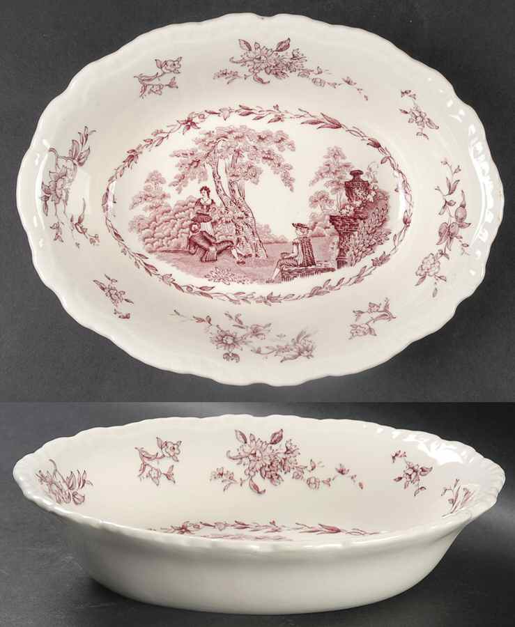 Watteau Mulberry 9" Oval Vegetable Bowl by Mason's-1