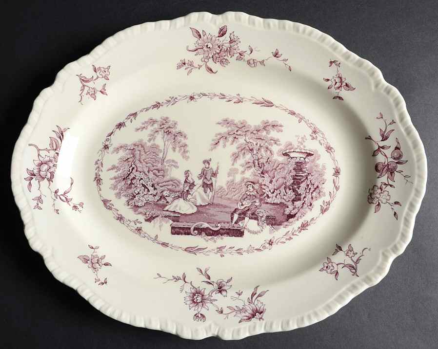Watteau Mulberry 15" Oval Serving Platter by Mason's-1