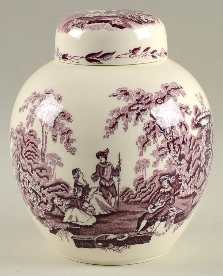 Watteau Mulberry Medium Ginger Jar & Lid by Mason's-1