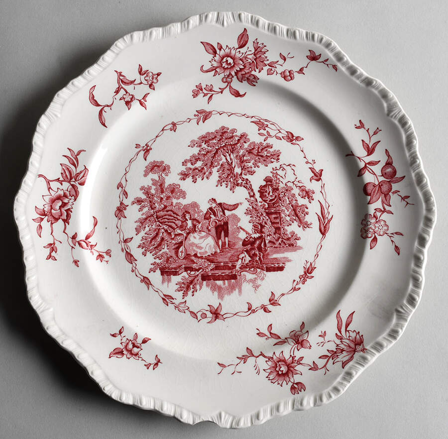 Watteau Pink Dinner Plate by Mason's-1