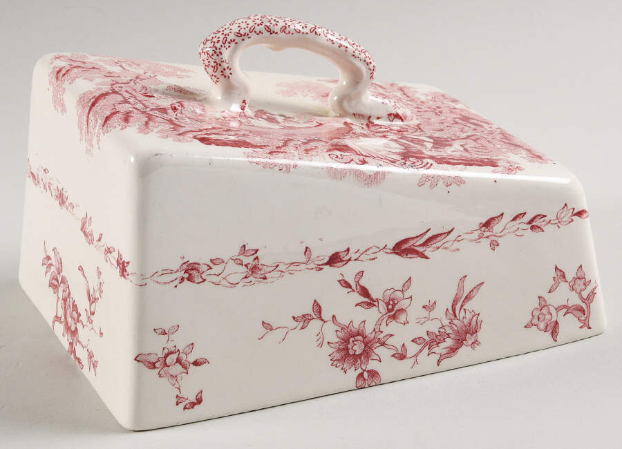 Watteau Pink Cheese Dish Lid, Lid Only (Wedge) by Mason's-1