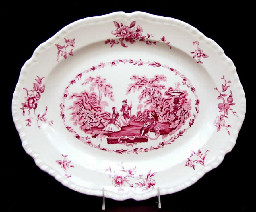 Watteau Pink 15" Oval Serving Platter by Mason's-1