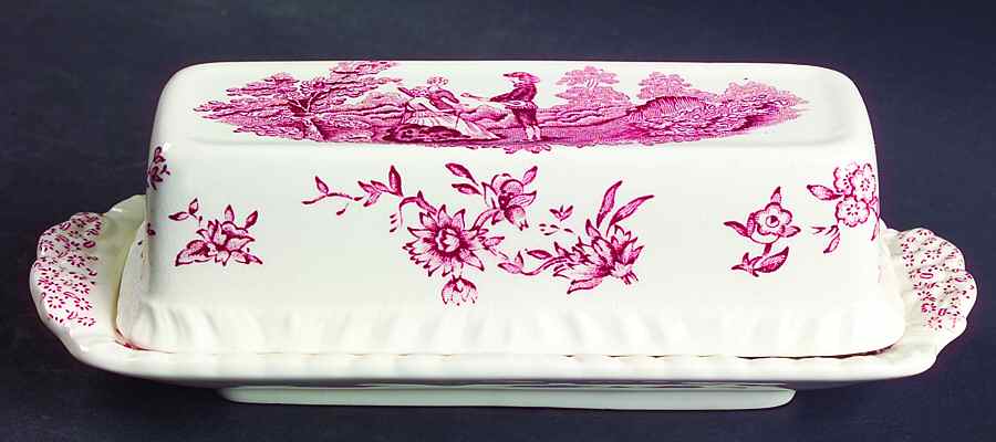 Watteau Pink 1/4 Lb Covered Butter by Mason's-1