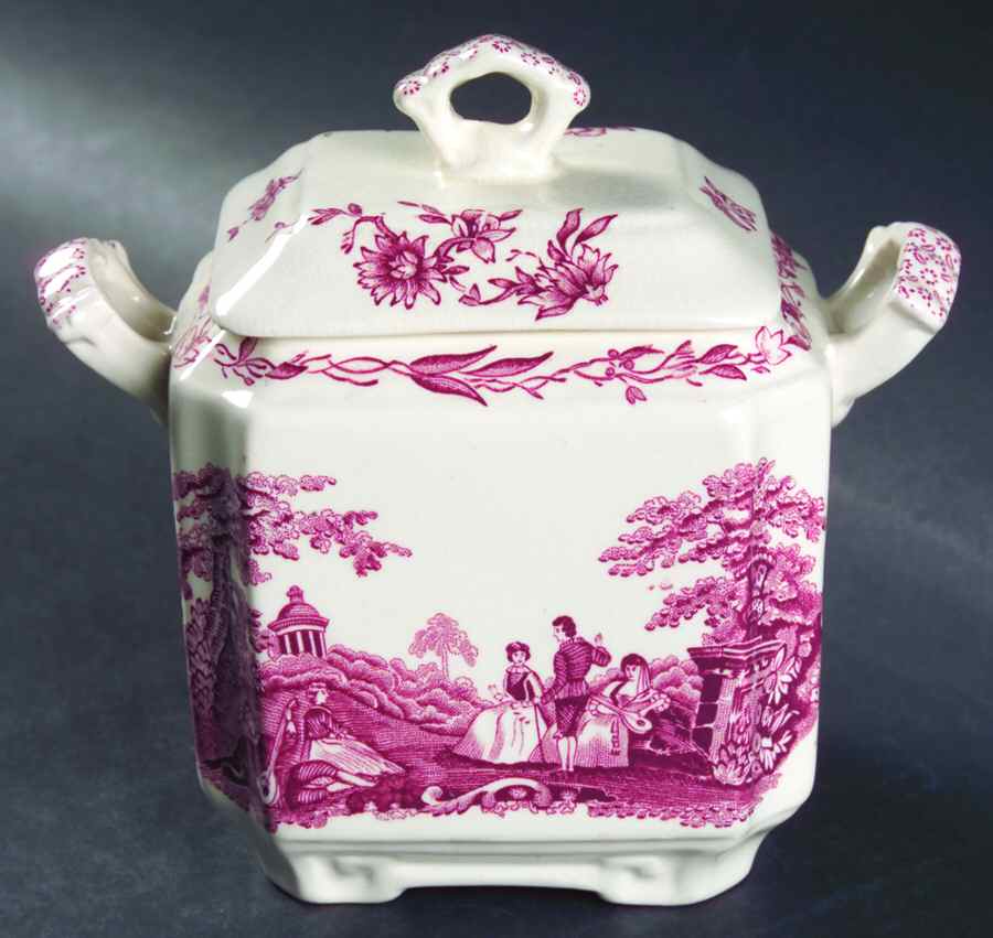Watteau Pink Sugar Bowl & Lid by Mason's-1