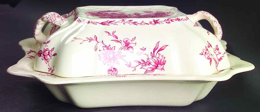 Watteau Pink Rectangular Covered Vegetable by Mason's-1