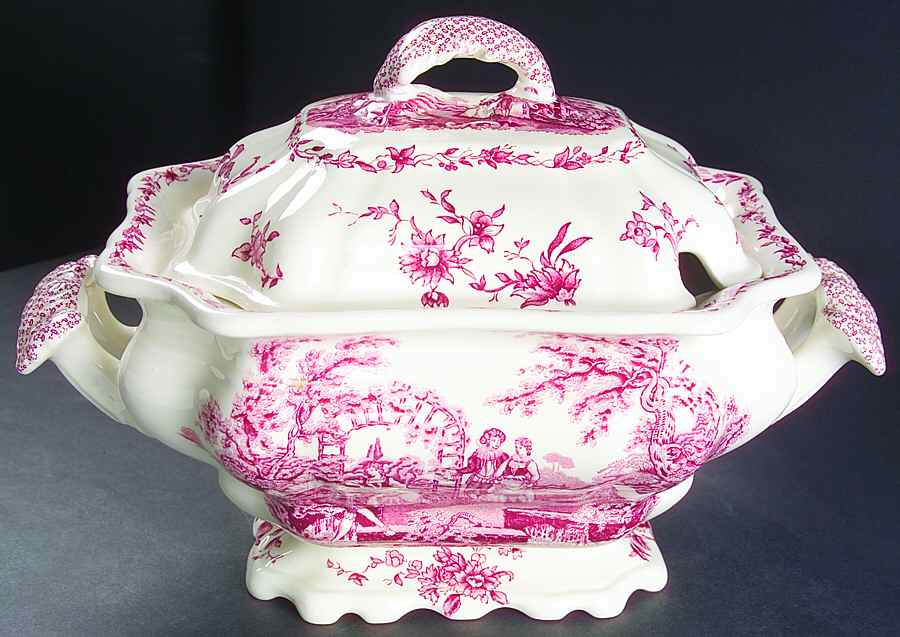 Watteau Pink Tureen &  Lid by Mason's-1