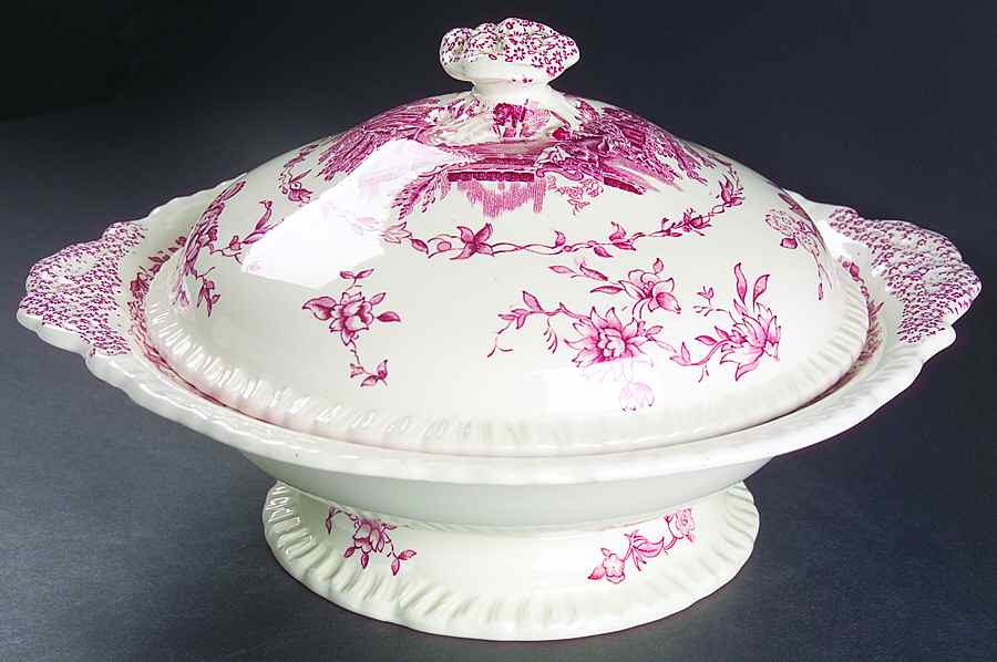 Watteau Pink Round Covered Vegetable by Mason's-1