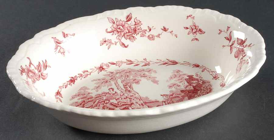 Watteau Pink 9" Oval Vegetable Bowl by Mason's-1