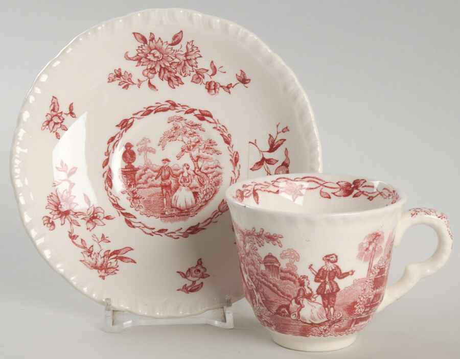 Watteau Pink Flat Demitasse Cup & Saucer Set by Mason's-1