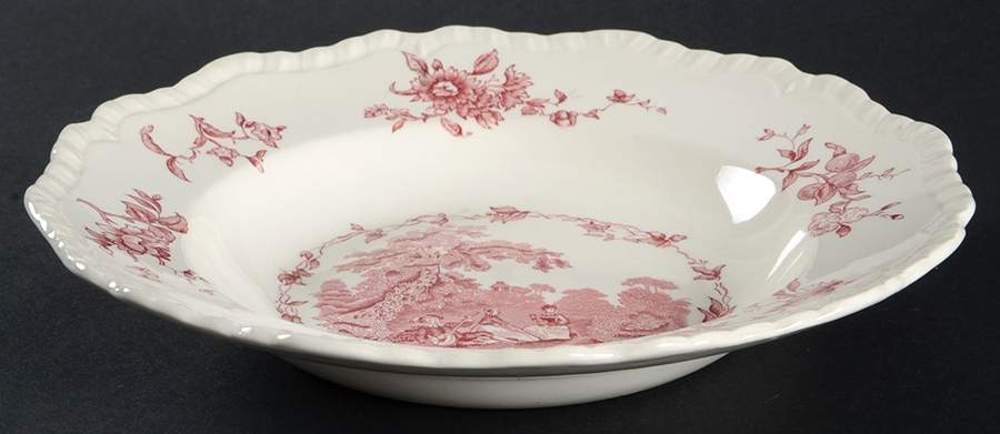 Watteau Pink Large Rim Soup Bowl by Mason's-1