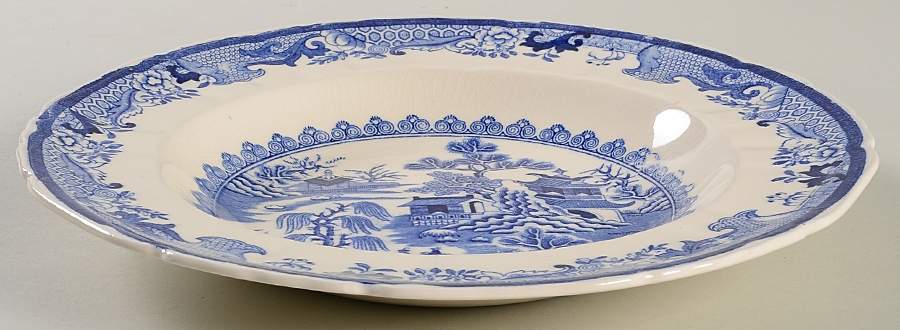 Willow Blue (Design On Edge) Large Rim Soup Bowl by Mason's-1