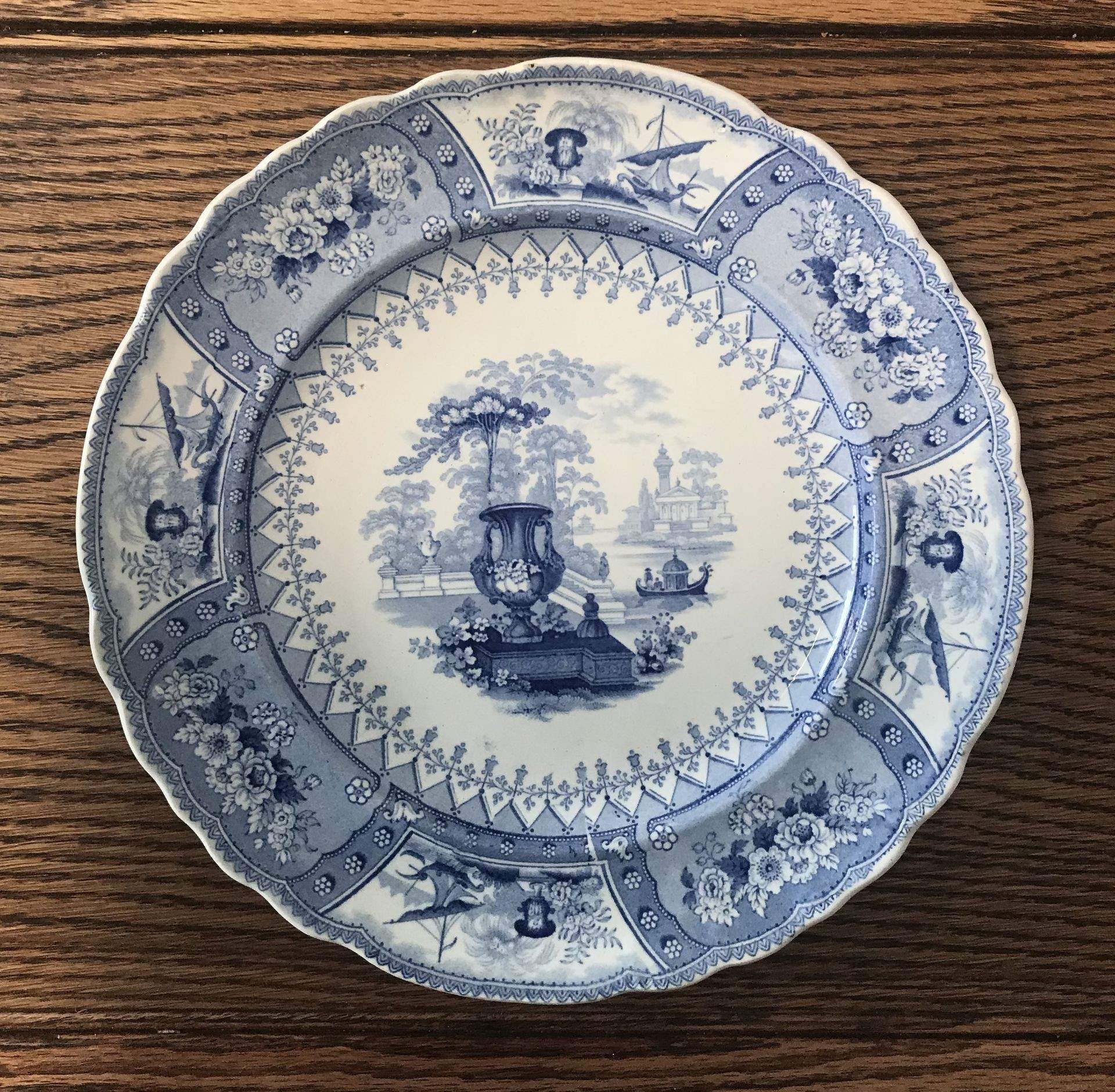 Canova Blue Luncheon Plate by T J & J Mayer (England)-1