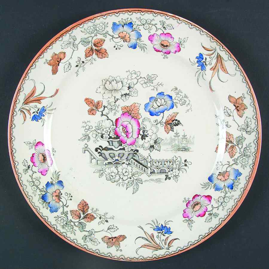 Flower Vase Dinner Plate by T J & J Mayer (England)-1
