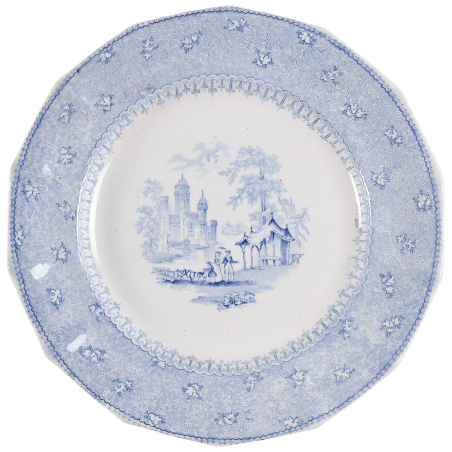 Garden Scenery Salad Plate by T J & J Mayer (England)-1