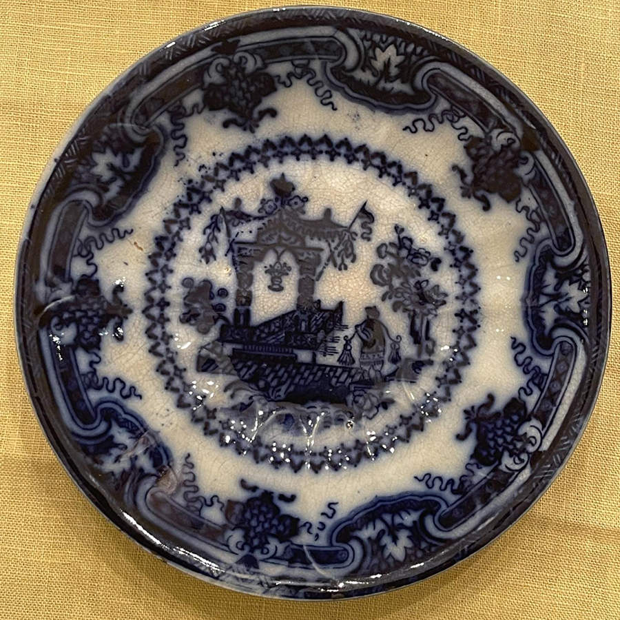 Oregon (Flow Blue) Coupe Cereal Bowl by T J & J Mayer (England)-1