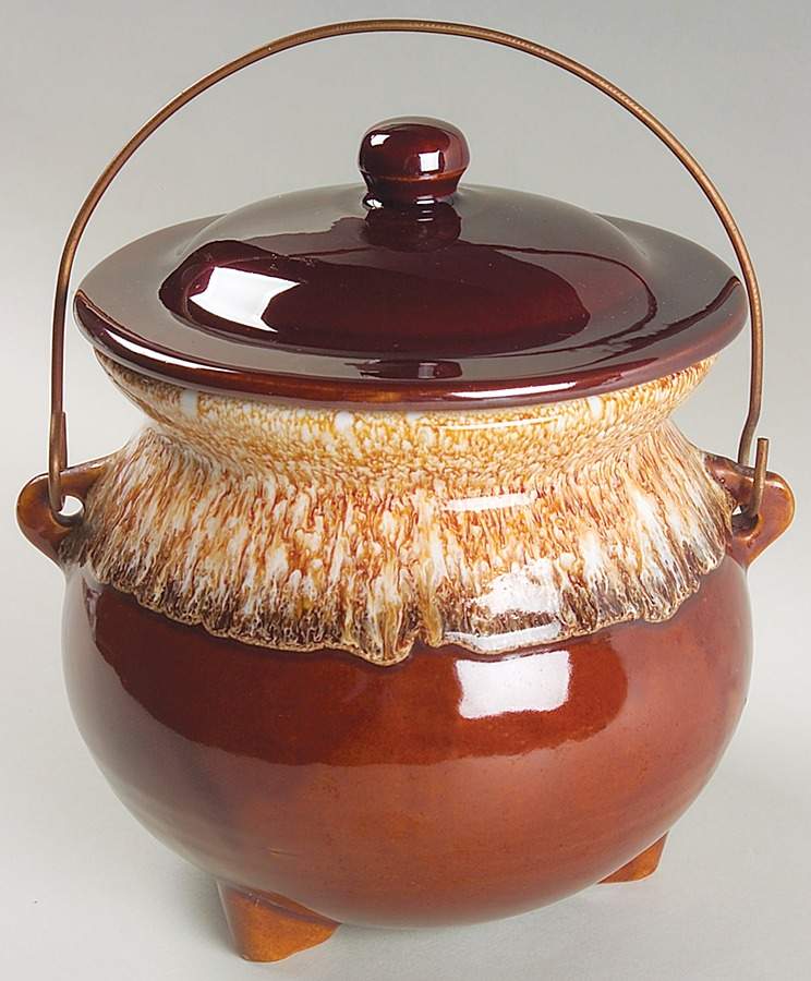 Brown Drip Bean Pot & Lid by Nelson McCoy-1