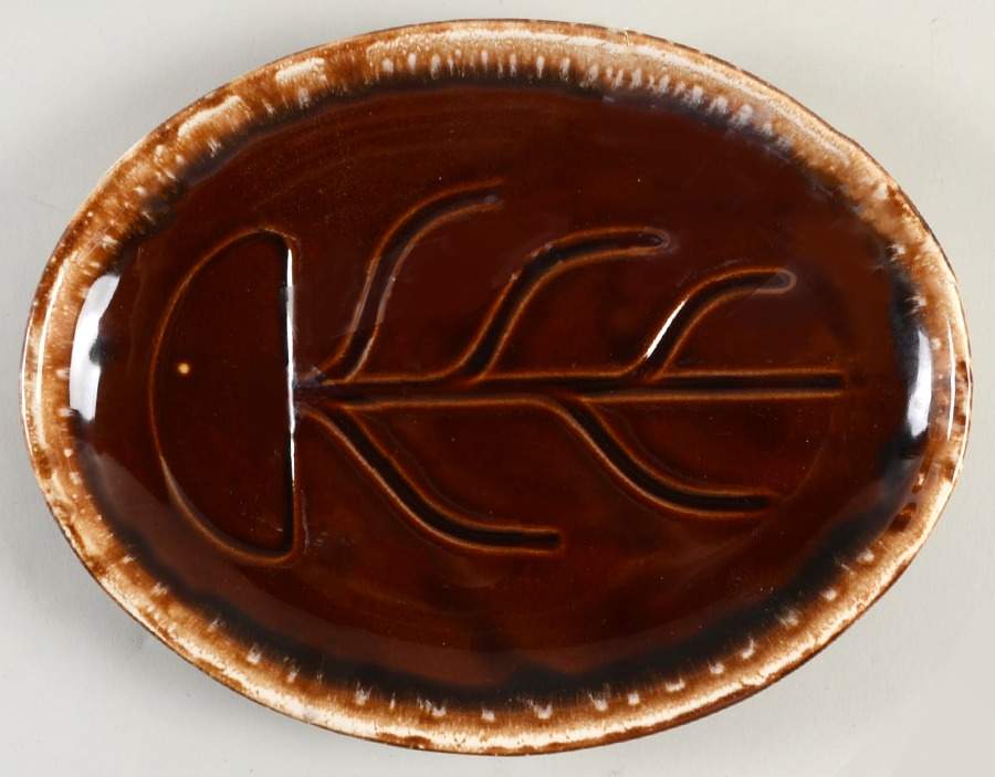 Brown Drip 11" Oval Serving Platter by Nelson McCoy-1