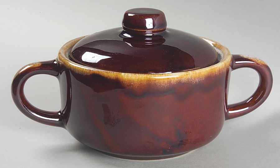 Brown Drip Sugar Bowl & Lid by Nelson McCoy-1