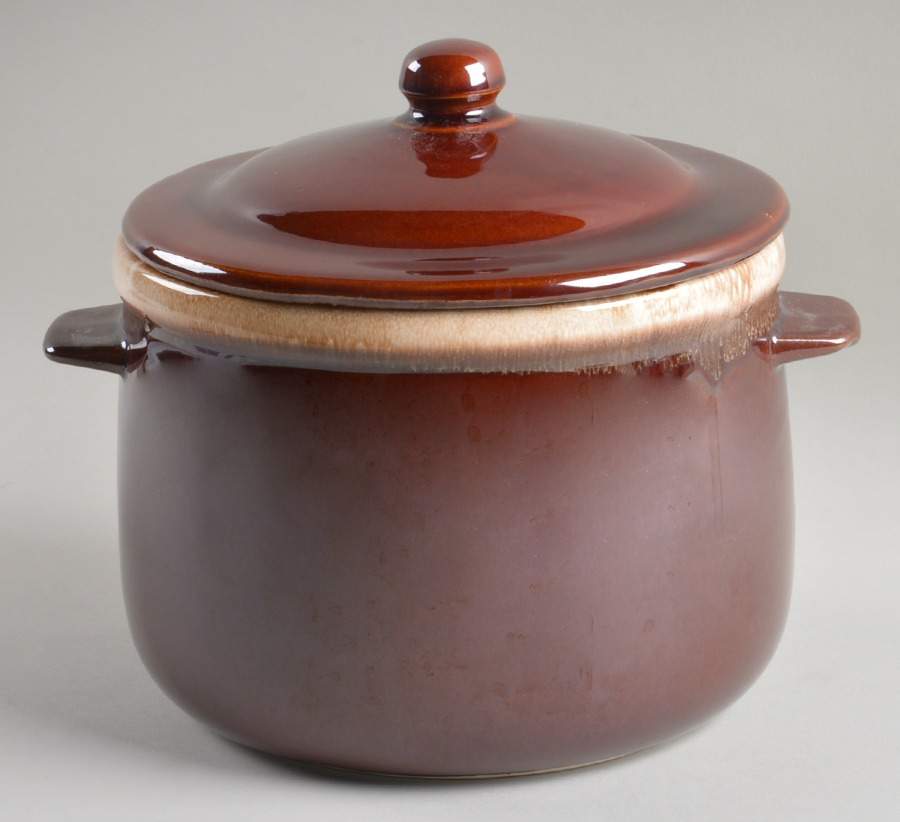 Brown Drip Stew Pot with Lid by Nelson McCoy-1