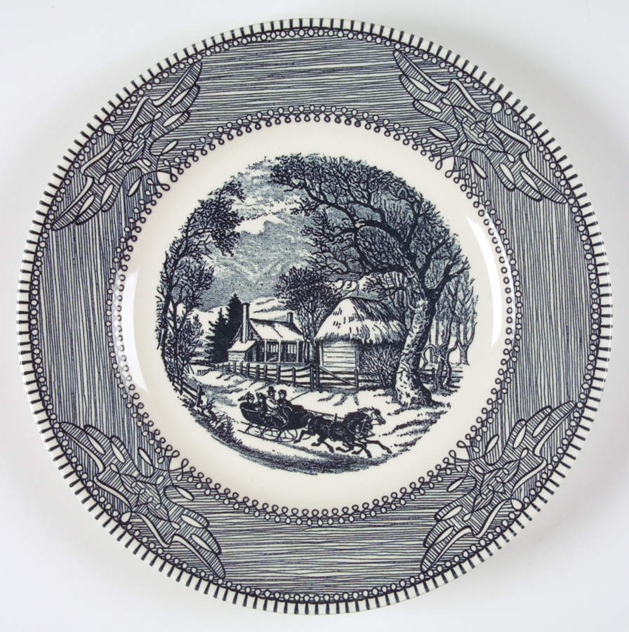 Currier and Ives Blue Dinner Plate by Nelson McCoy-1