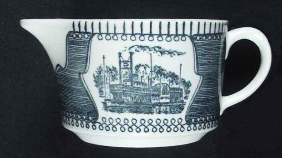 Currier and Ives Blue Creamer by Nelson McCoy-1