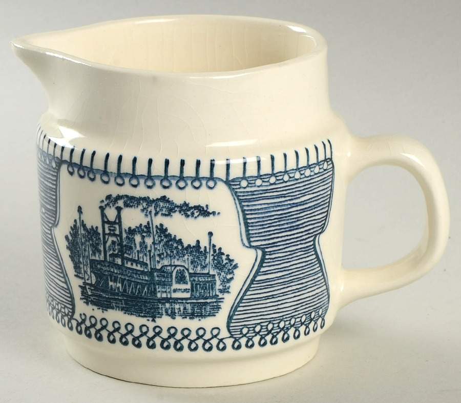 Currier and Ives Blue Creamer by Nelson McCoy-1
