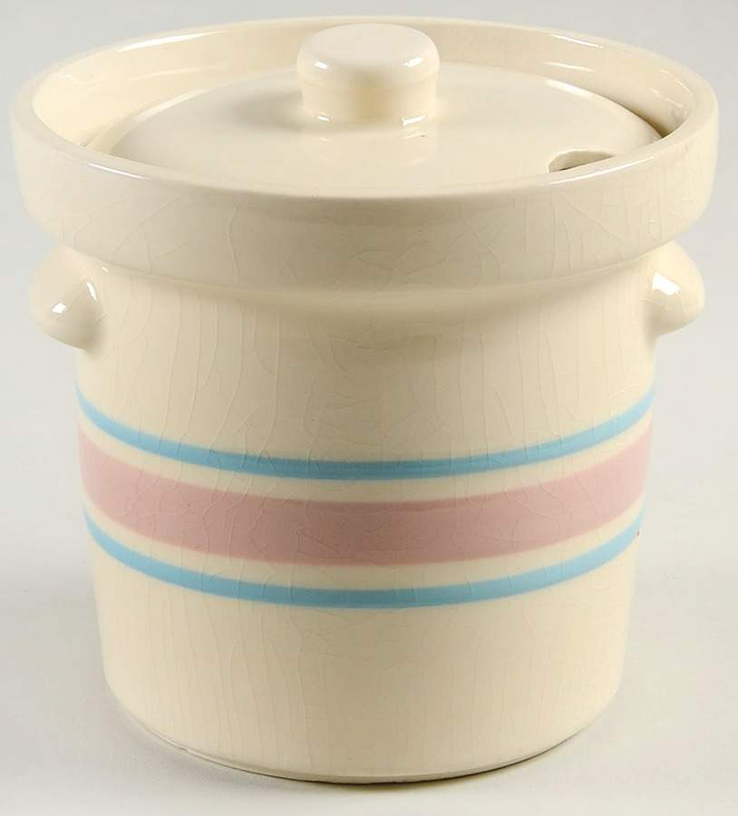 Pink & Blue Stripes 5" Storage Jar & Lid by Nelson McCoy-1