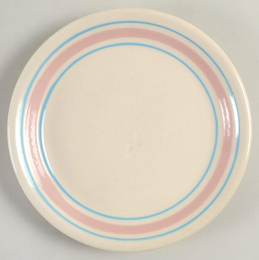 Pink & Blue Stripes Salad Plate by Nelson McCoy-1
