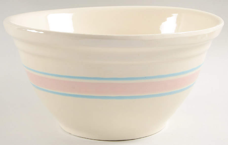 Pink & Blue Stripes 12" Mixing Bowl by Nelson McCoy-1