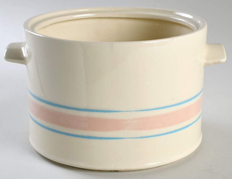 Pink & Blue Stripes Tureen No Lid by Nelson McCoy-1