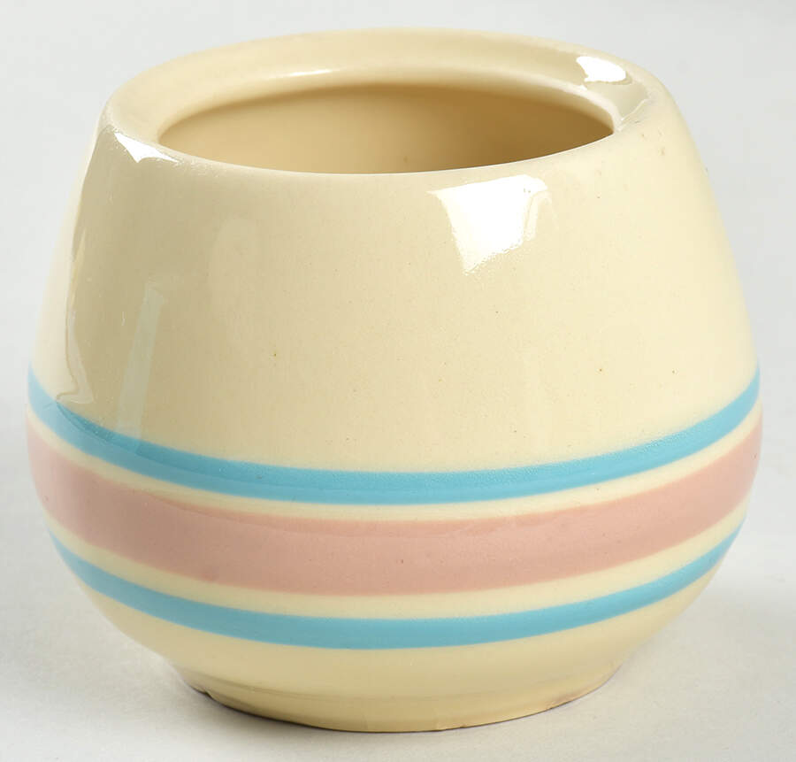 Pink & Blue Stripes Sugar Bowl No Lid by Nelson McCoy-1