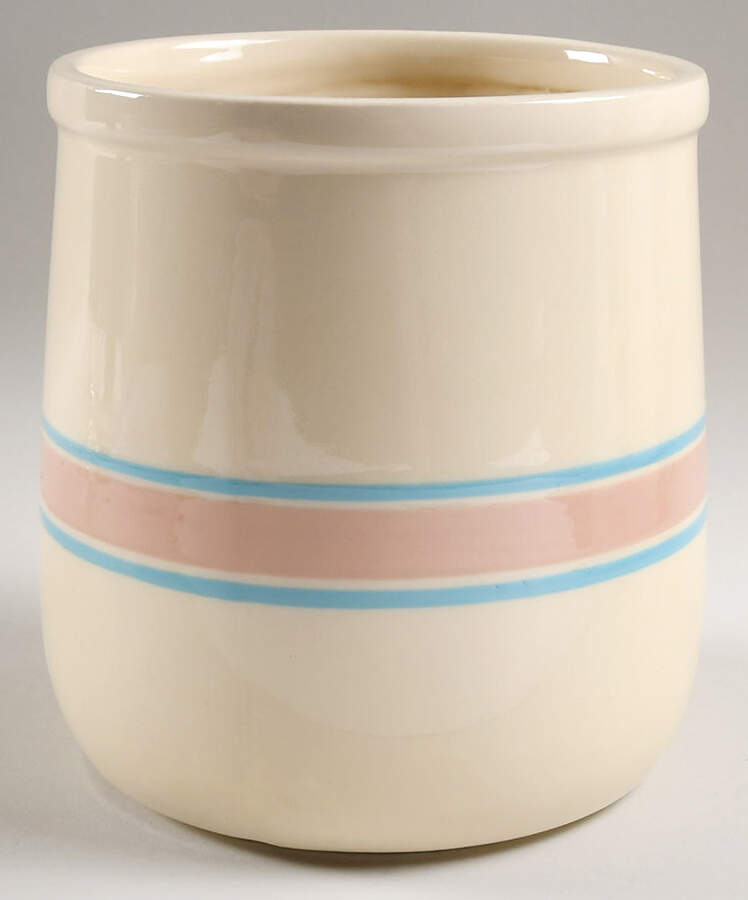 Pink & Blue Stripes Extra Large Canister No Lid by Nelson McCoy-1