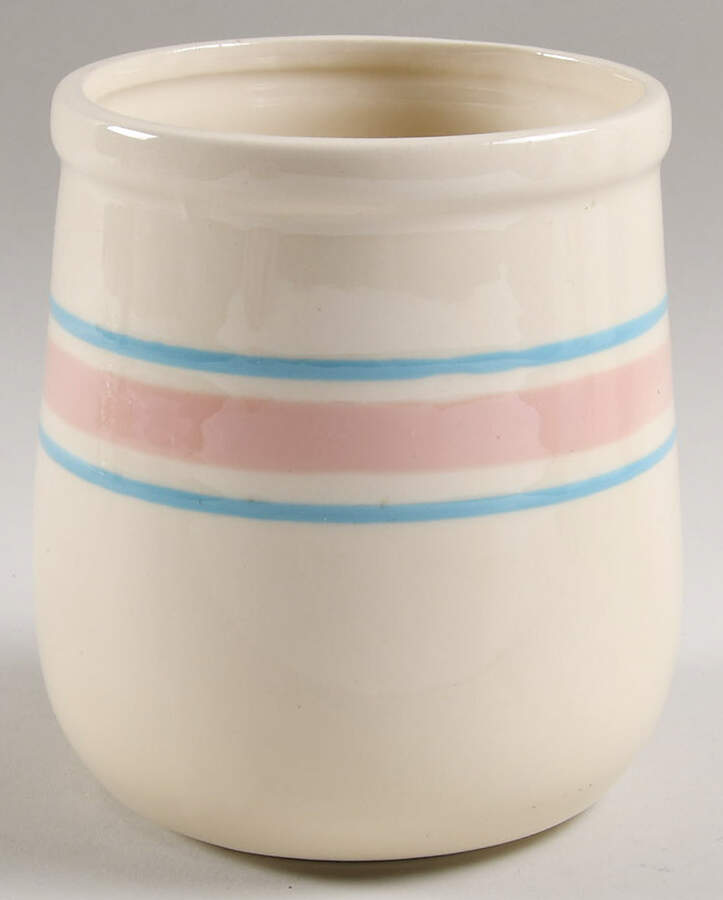 Pink & Blue Stripes Medium Canister No Lid by Nelson McCoy-1