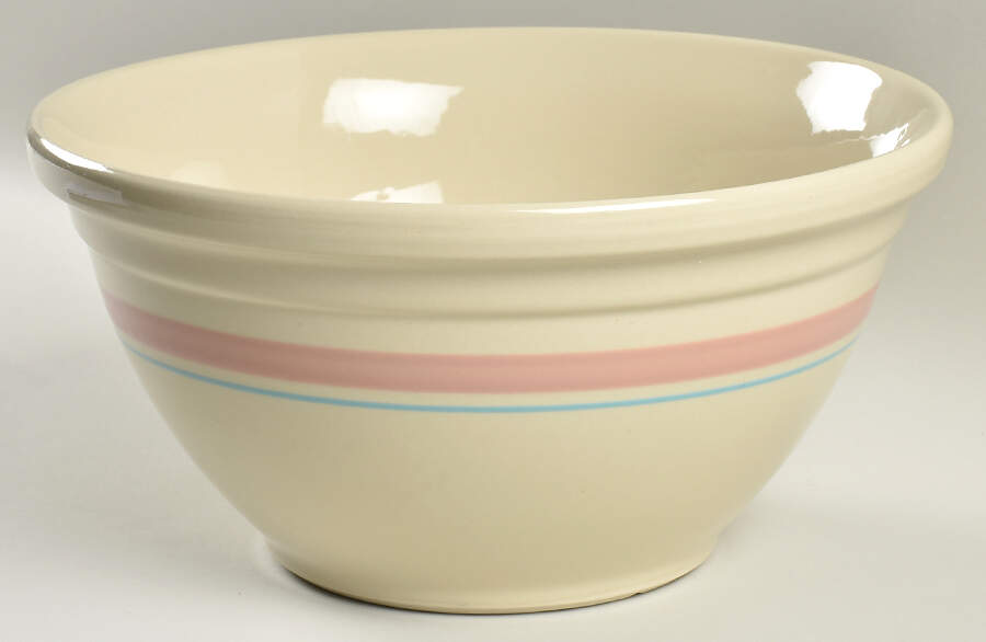 Pink & Blue Stripes 12" Mixing Bowl by Nelson McCoy-1