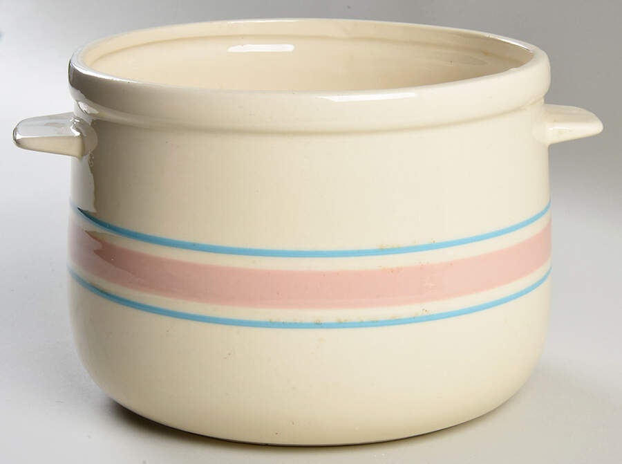 Pink & Blue Stripes 3.25 Quart Round Casserole No Lid by Nelson McCoy-1