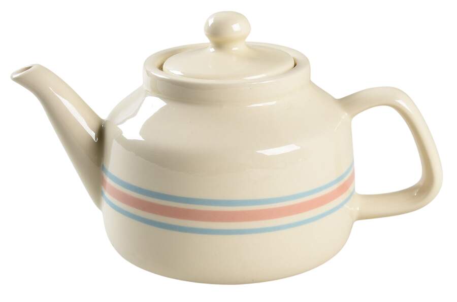 Pink & Blue Stripes Teapot & Lid by Nelson McCoy-1