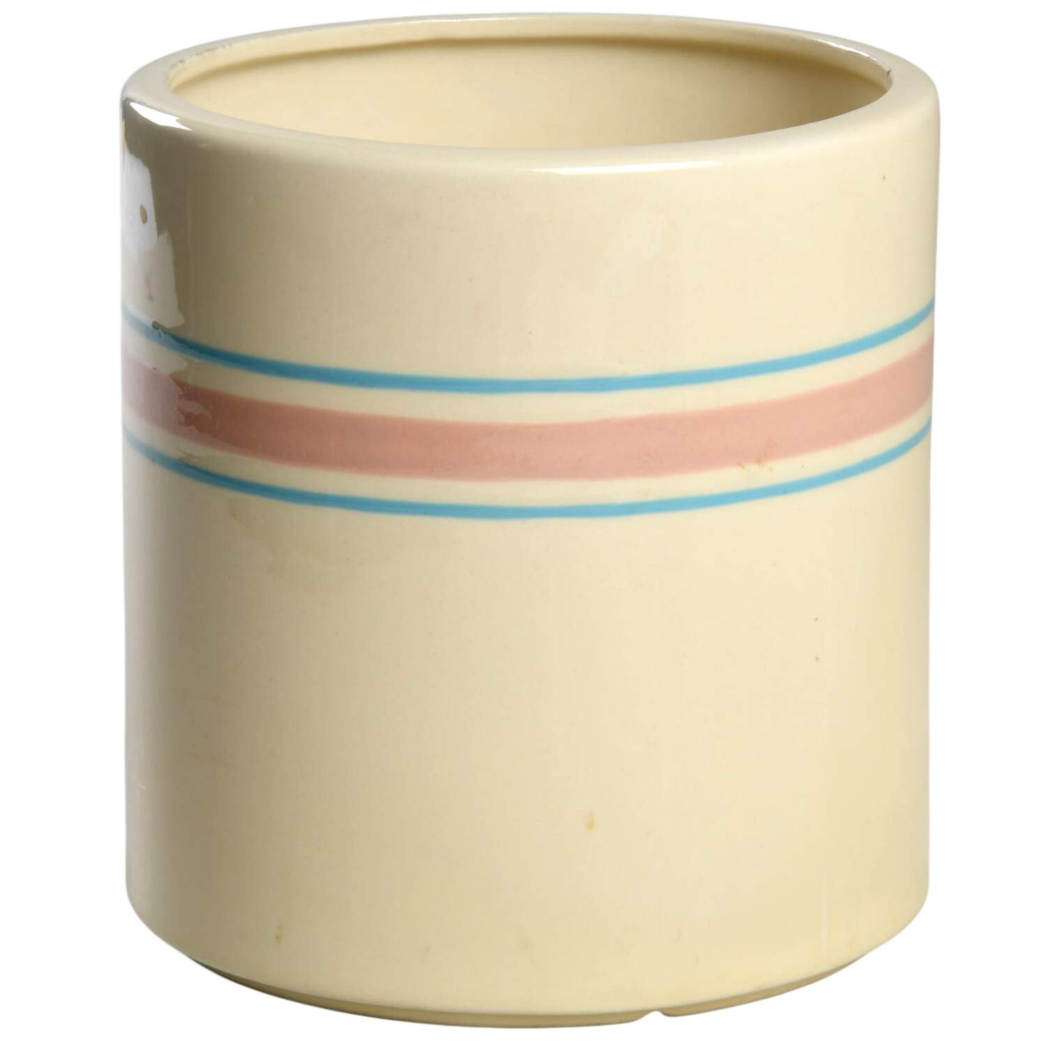 Pink & Blue Stripes Cookie Jar No Lid by Nelson McCoy-1