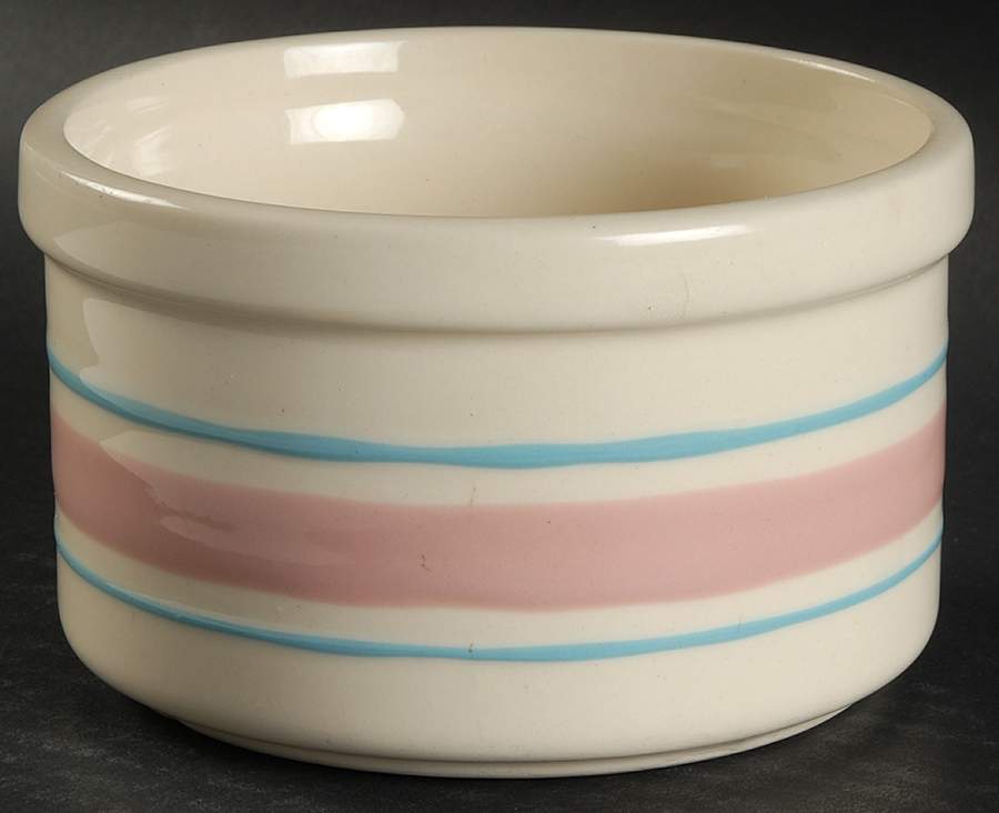 Pink & Blue Stripes Medium Open Crock by Nelson McCoy-1