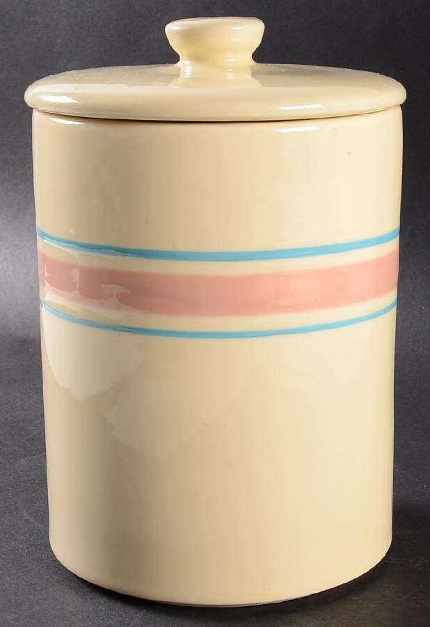 Pink & Blue Stripes Large Canister & Lid by Nelson McCoy-1