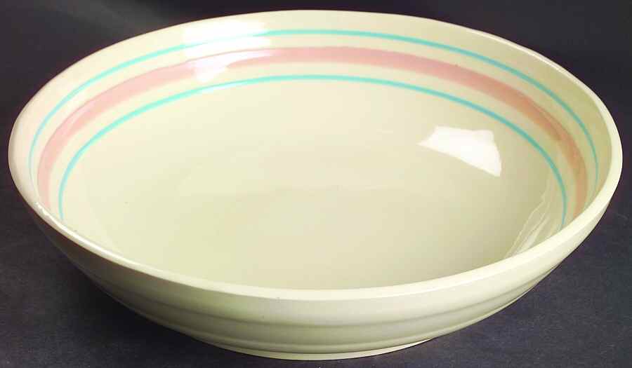 Pink & Blue Stripes 12" Pasta Serving Bowl by Nelson McCoy-1