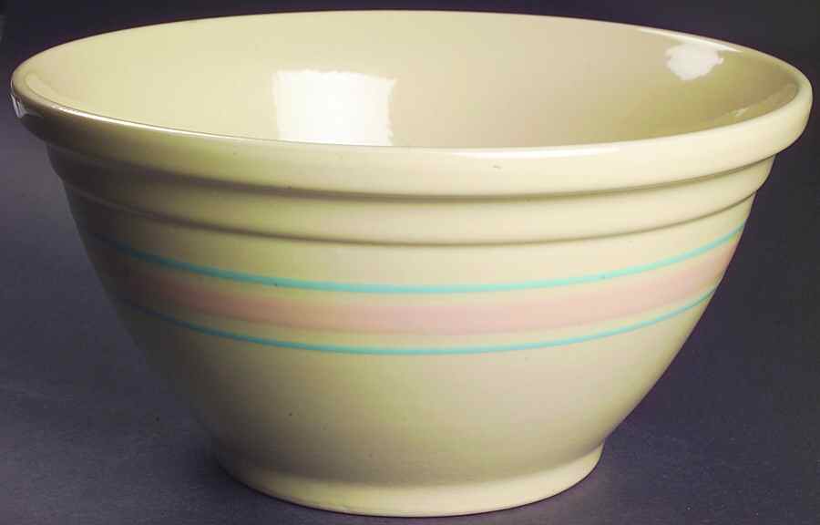 Pink & Blue Stripes 12" Mixing Bowl by Nelson McCoy-1