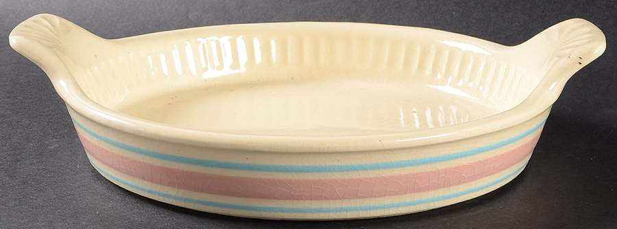 Pink & Blue Stripes 10" Augratin by Nelson McCoy-1