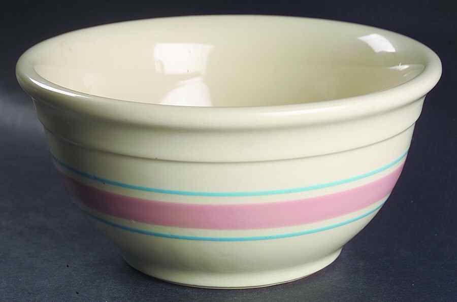 Pink & Blue Stripes 8" Mixing Bowl by Nelson McCoy-1