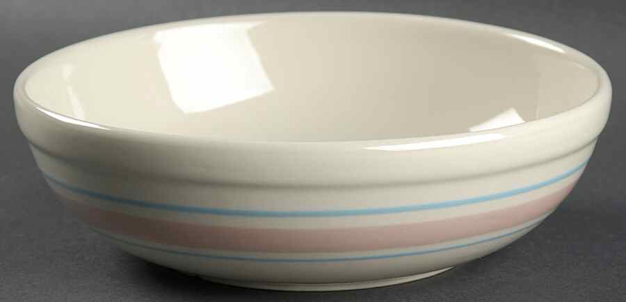 Pink & Blue Stripes 7" Round Vegetable Bowl by Nelson McCoy-1