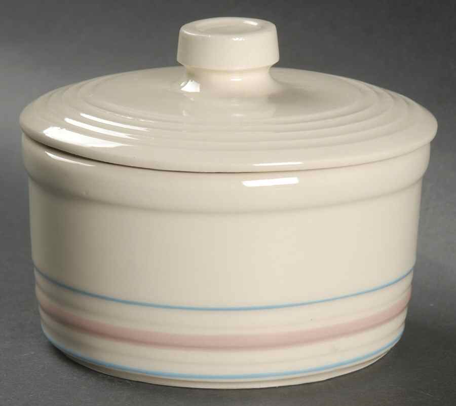 Pink & Blue Stripes Butter Tub & Lid by Nelson McCoy-1