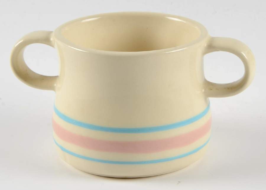 Pink & Blue Stripes Open Sugar Bowl by Nelson McCoy-1