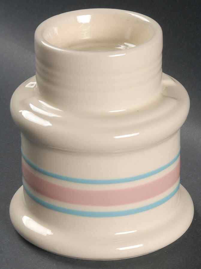 Pink & Blue Stripes Hurricane Lamp No Globe by Nelson McCoy-1