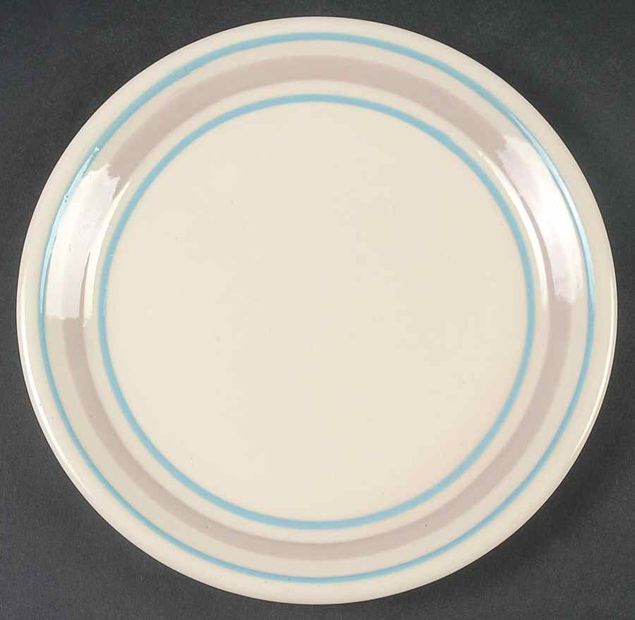 Pink & Blue Stripes Salad Plate by Nelson McCoy-1